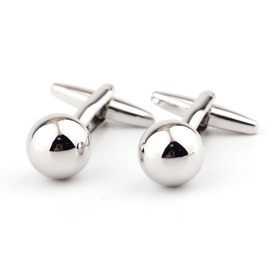 Silver Steel Ball Shape Metal Cufflinks For Men