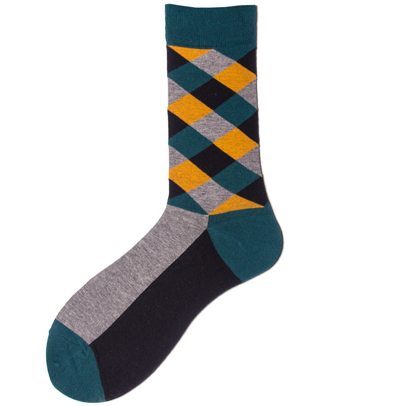 Men's Colorful Diamond-shaped Tube Socks