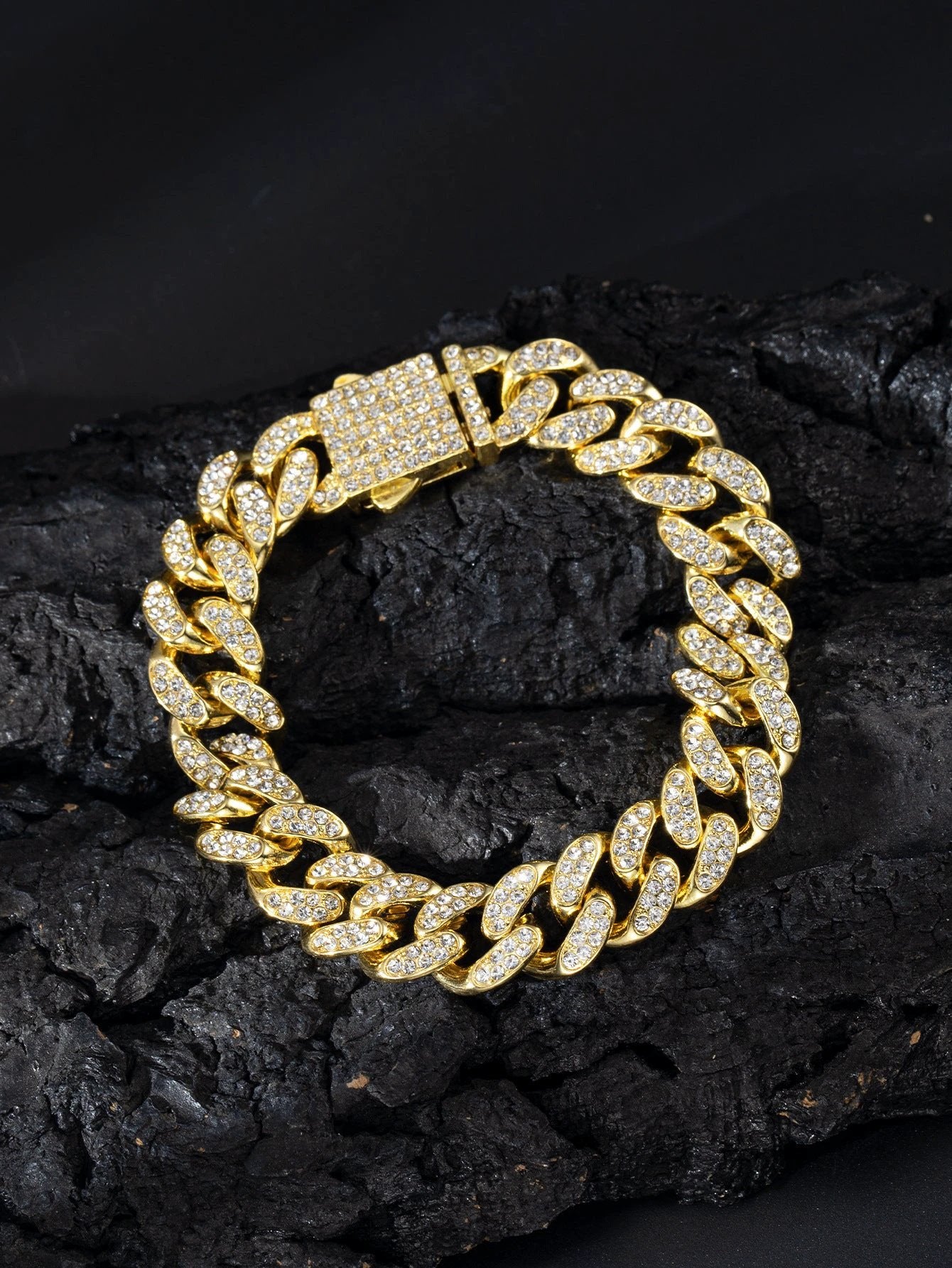 Spring Buckle Cuba Bracelet Alloy Full Diamond by GJG Denim