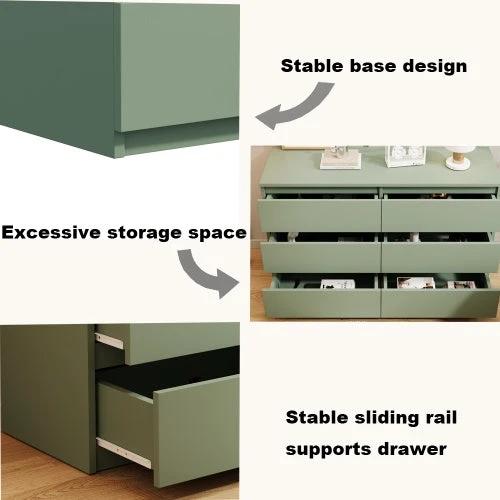 Green Large 6-drawer Cabinet Dresser by GJG Denim