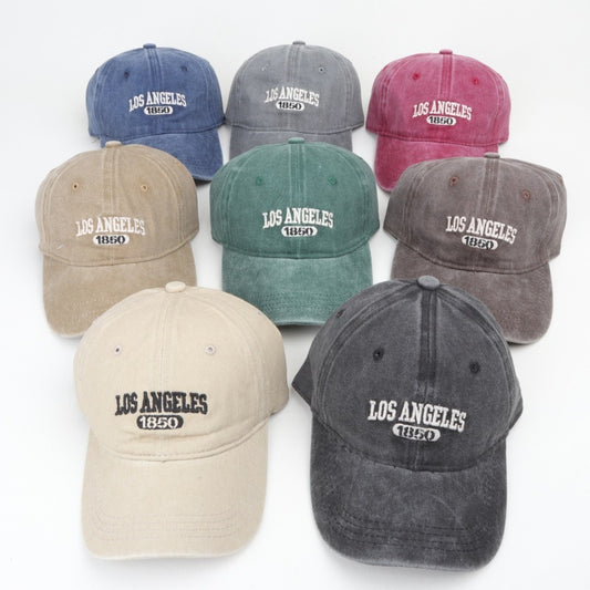 Men's Retro Washed Distressed "Los Angeles" Embroidered Peaked Cap