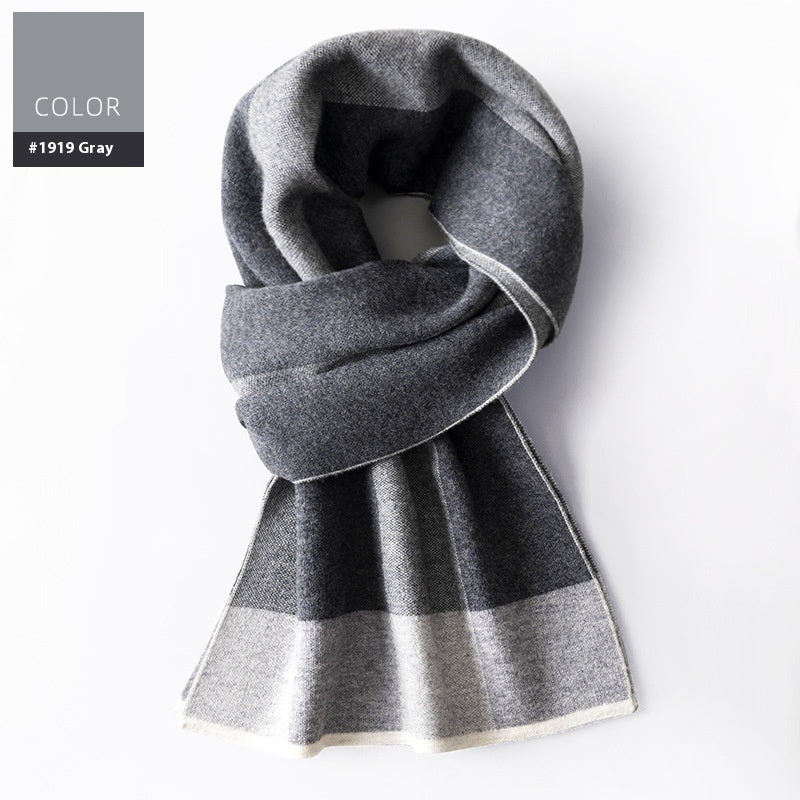 Men's Wool Winter Plaid Double-sided Scarf