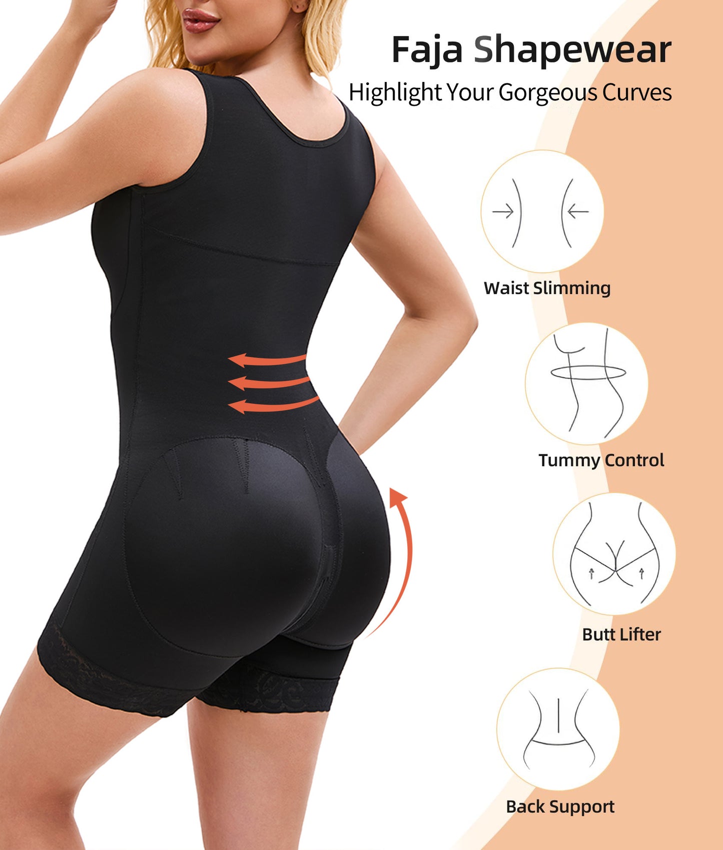 Shapewear For Women Tummy Control Post Surgery Full Body Shaper Butt Lifter With Zipper Elegant