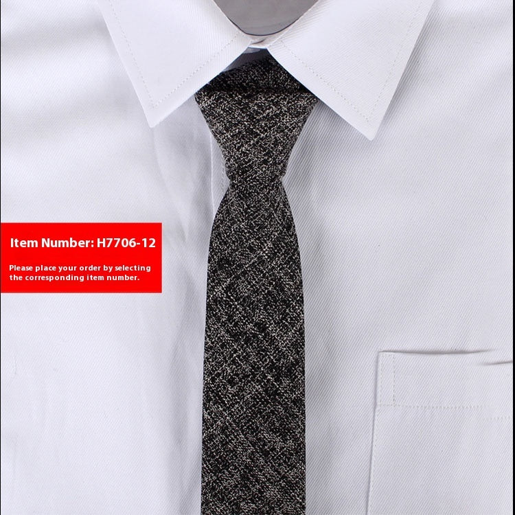 Solid Color Narrow Cotton Men's 6cm Tie