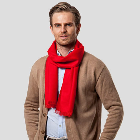Men's Solid Color Double-sided Velvet Tassel Scarf For Men
