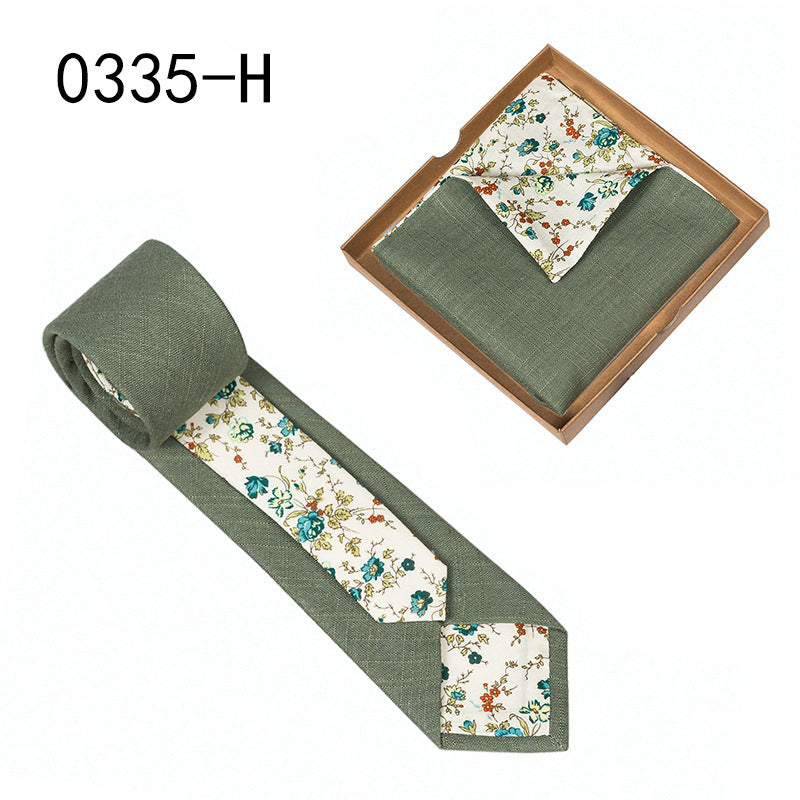 Men's Floral Print Tie and Pocket Square