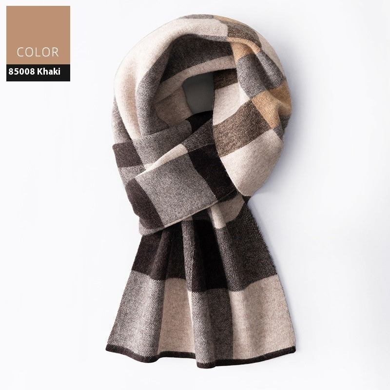 Men's Wool Winter Plaid Double-sided Scarf