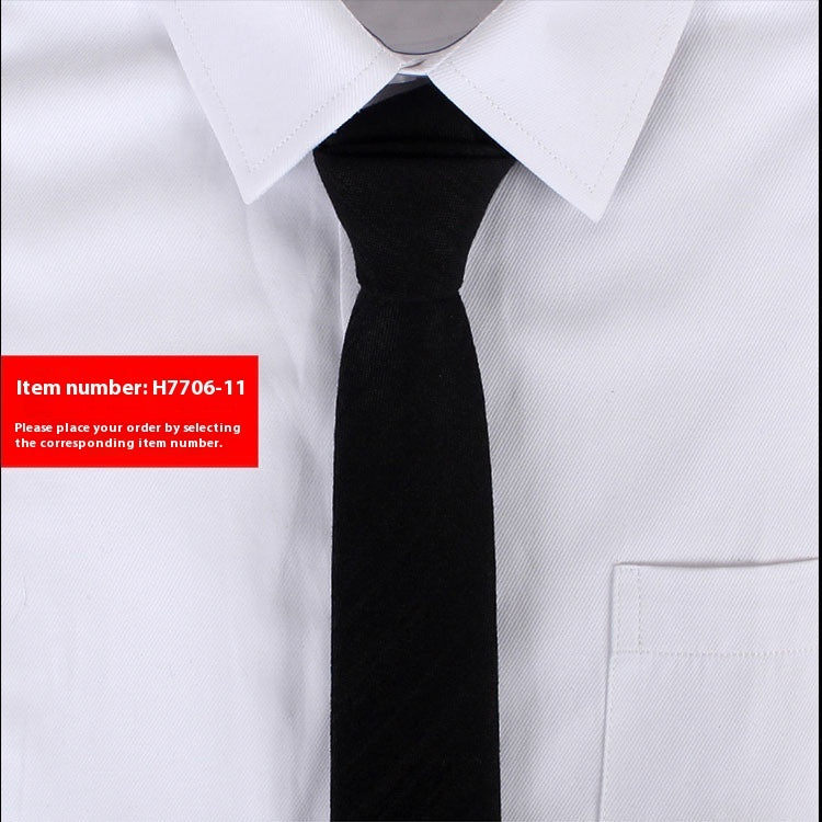 Solid Color Narrow Cotton Men's 6cm Tie