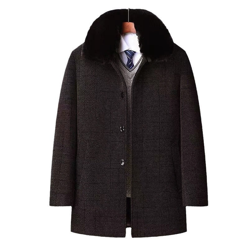 Men's Trench Coat Chenille Fleece-lined Woolen Coat