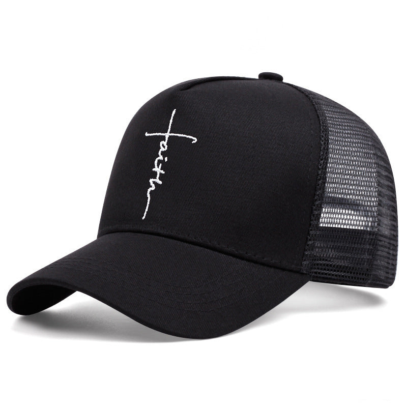 Cross Embroidery Breathable Baseball Cap For Men