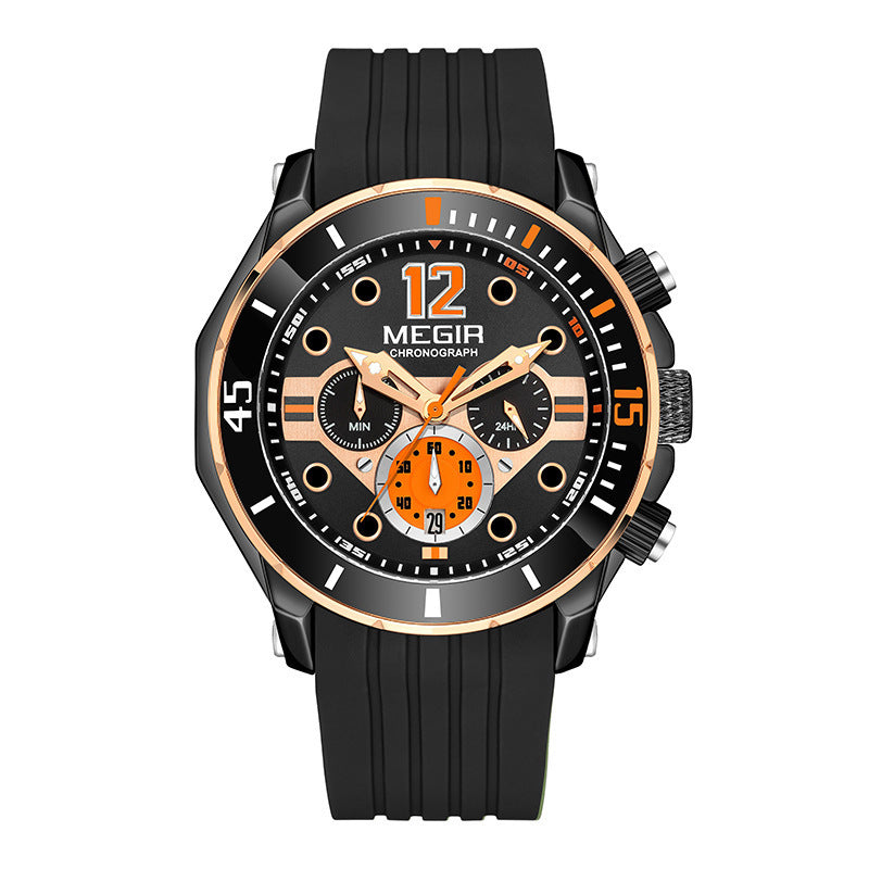 Multifunctional Timing Luminous Waterproof Silicone Sports Watch For Men