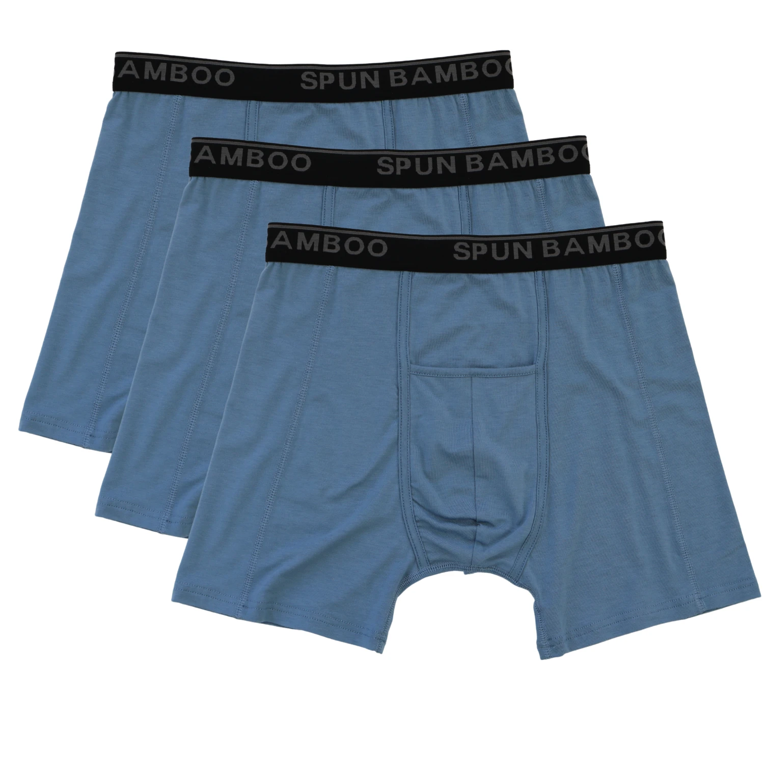 Men's Bamboo Viscose Boxer Briefs Underwear Steel Blue Color - 3-pack by Spun Bamboo