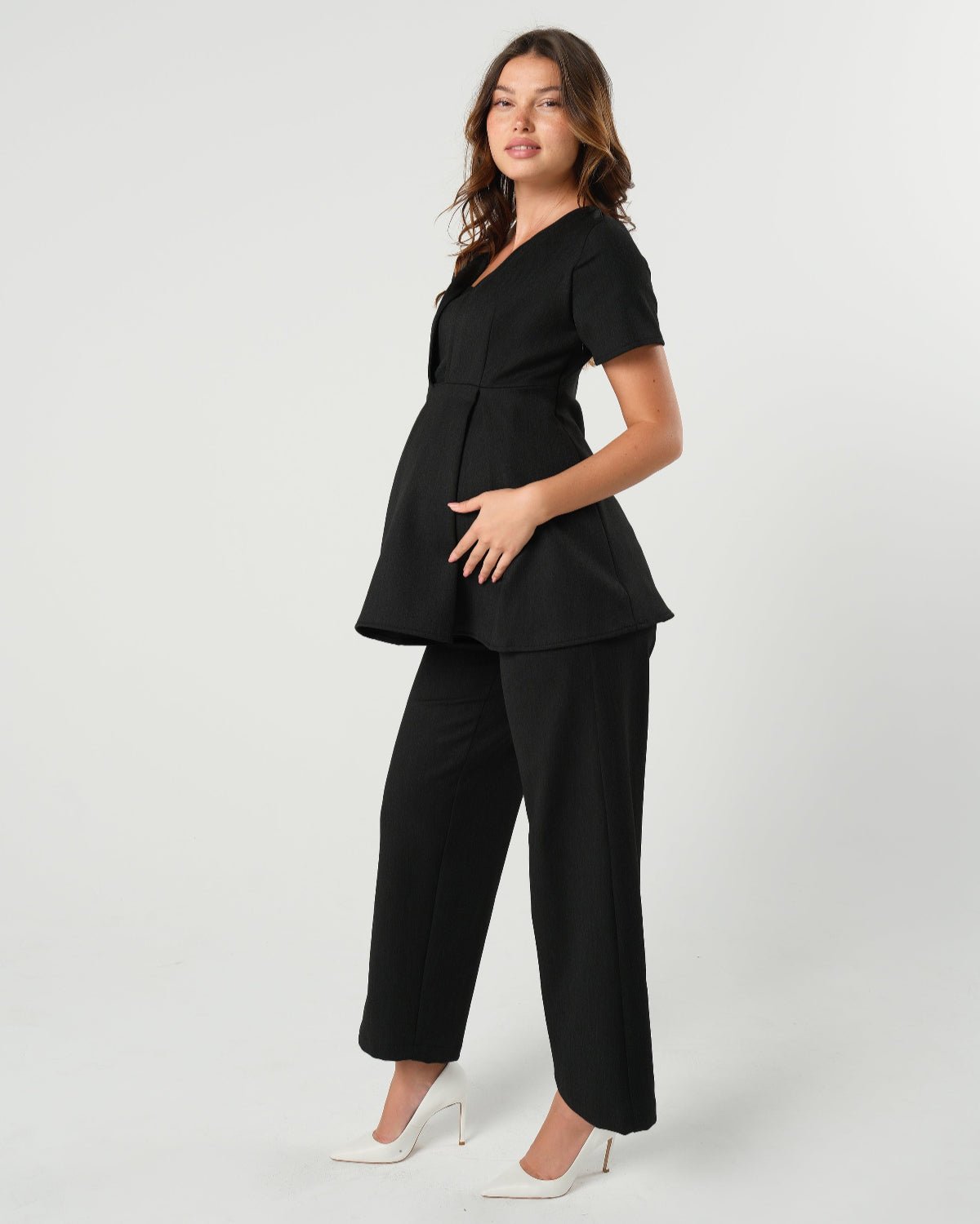Nathalie Wide Leg Black Maternity Trouser (Regular & Petite)