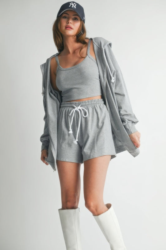 Hoodie Top and Shorts 3 Piece Set