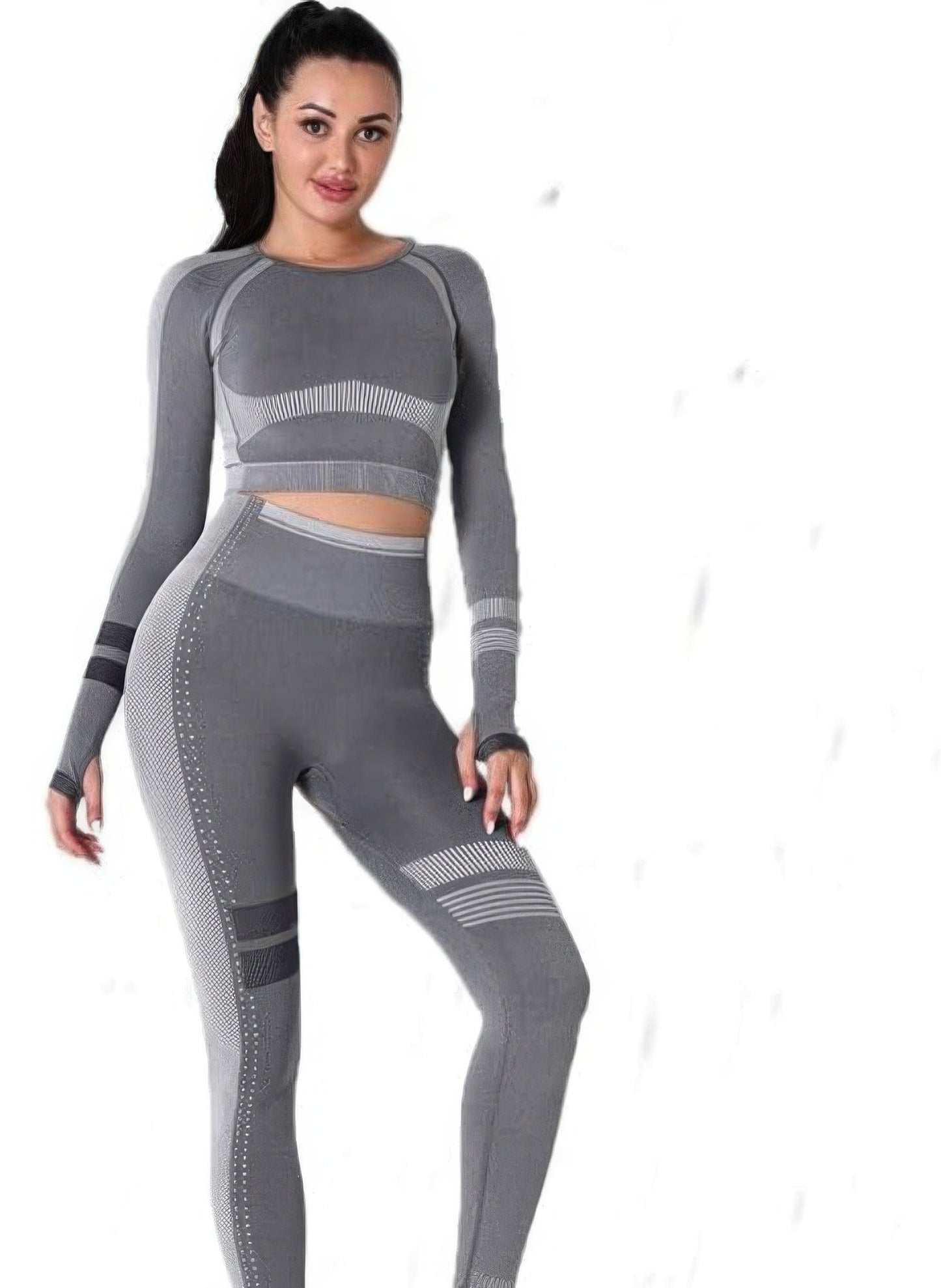 Seamless Long Sleeve Solid Yoga Set