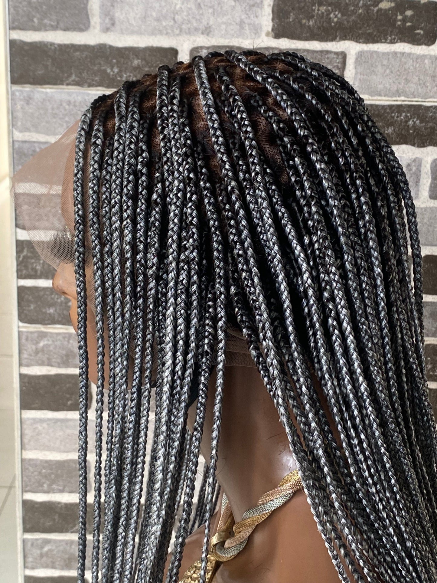 Knotless (Salt and pepper) Full lace wig