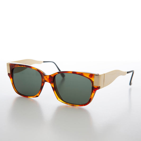Mod Unisex Vintage Sunglass with Gold Temples - Deluca