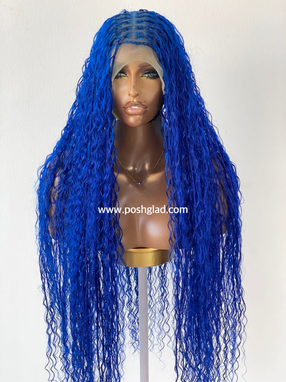 Bohemian Knotless Braid Wig (100% Human Hair Curls) Full Lace - Tara Blue