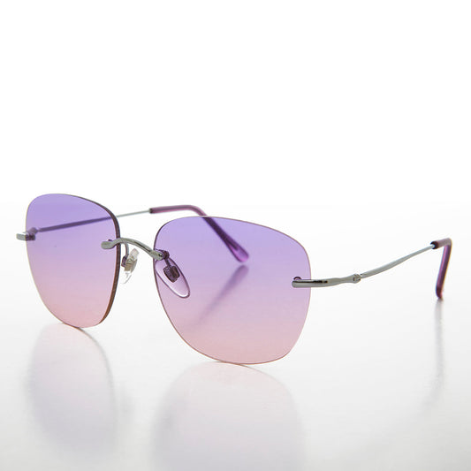 Rimless Ocean Colored Lens Women's Sunglass - Fancy