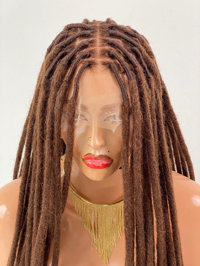 4C Natural Locs Wig "Color 4" HD Full Lace - Ready To Ship
