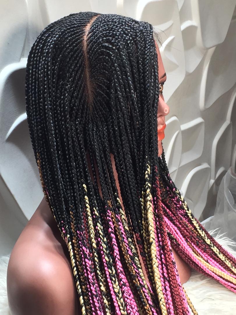 Cornrow Braid Wig - (13x4 Lace Frontal Multi color) - Wanita