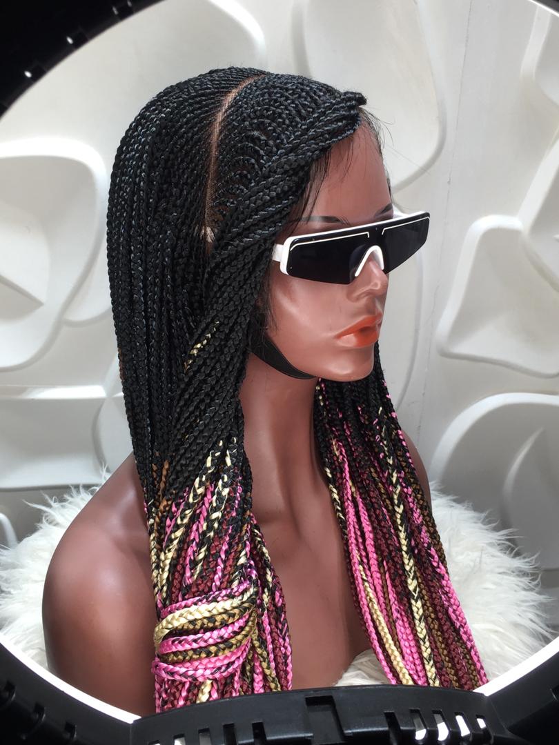 Cornrow Braid Wig - (13x4 Lace Frontal Multi color) - Wanita