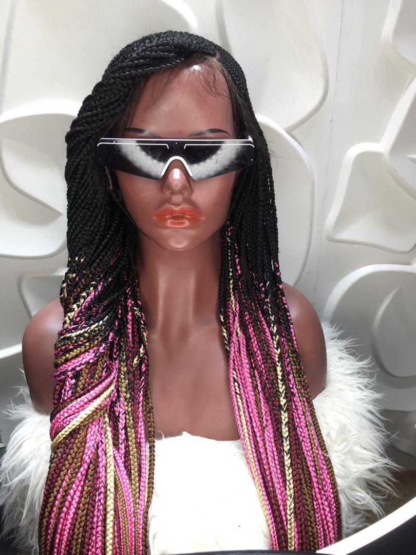 Cornrow Braid Wig - (13x4 Lace Frontal Multi color) - Wanita