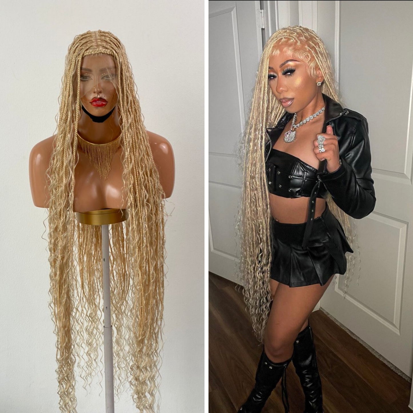 Bohemian Knotless Braid Wig "HD Full Lace" Blondy