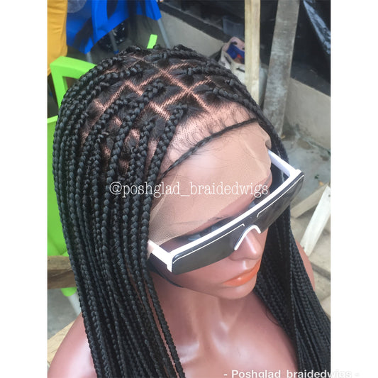 Shade Knotless Braid, Big Size Knots, Full Lace, Midback Length, Color 1