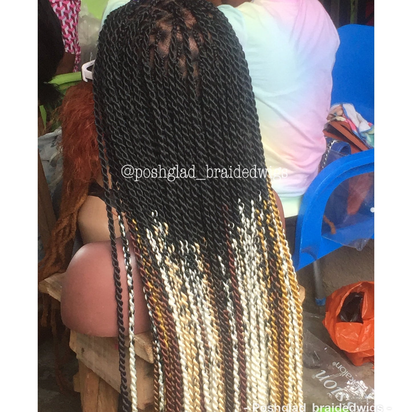 Knotless Braid Twist Wig, Multiple Color, Full Lace, Waist Length