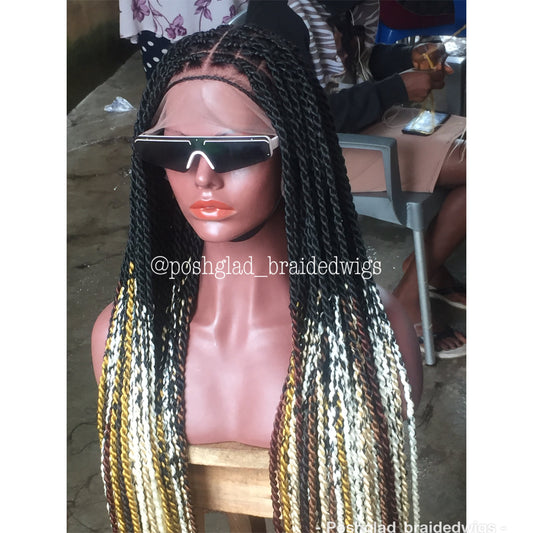 Knotless Braid Twist Wig, Multiple Color, Full Lace, Waist Length