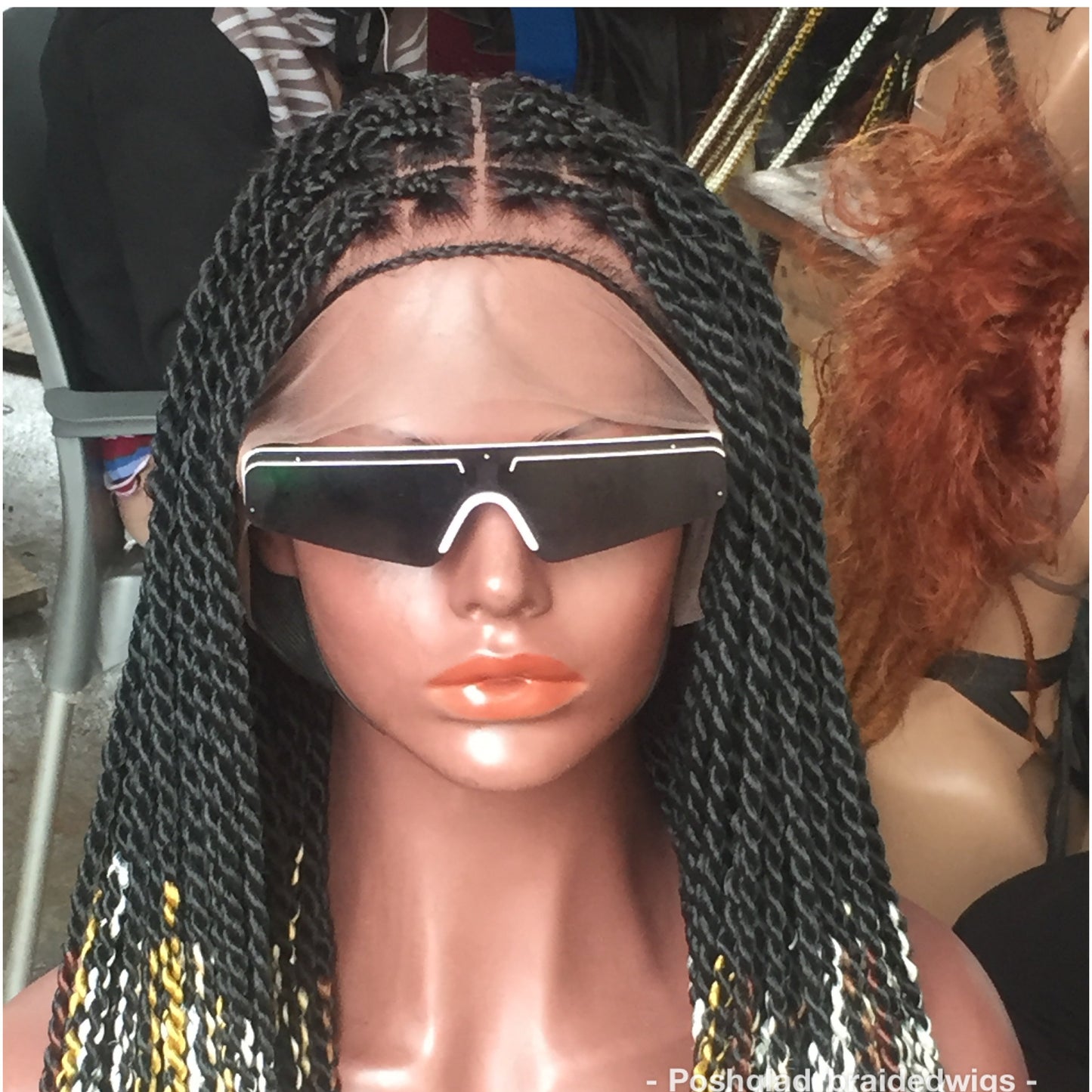 Knotless Braid Twist Wig, Multiple Color, Full Lace, Waist Length