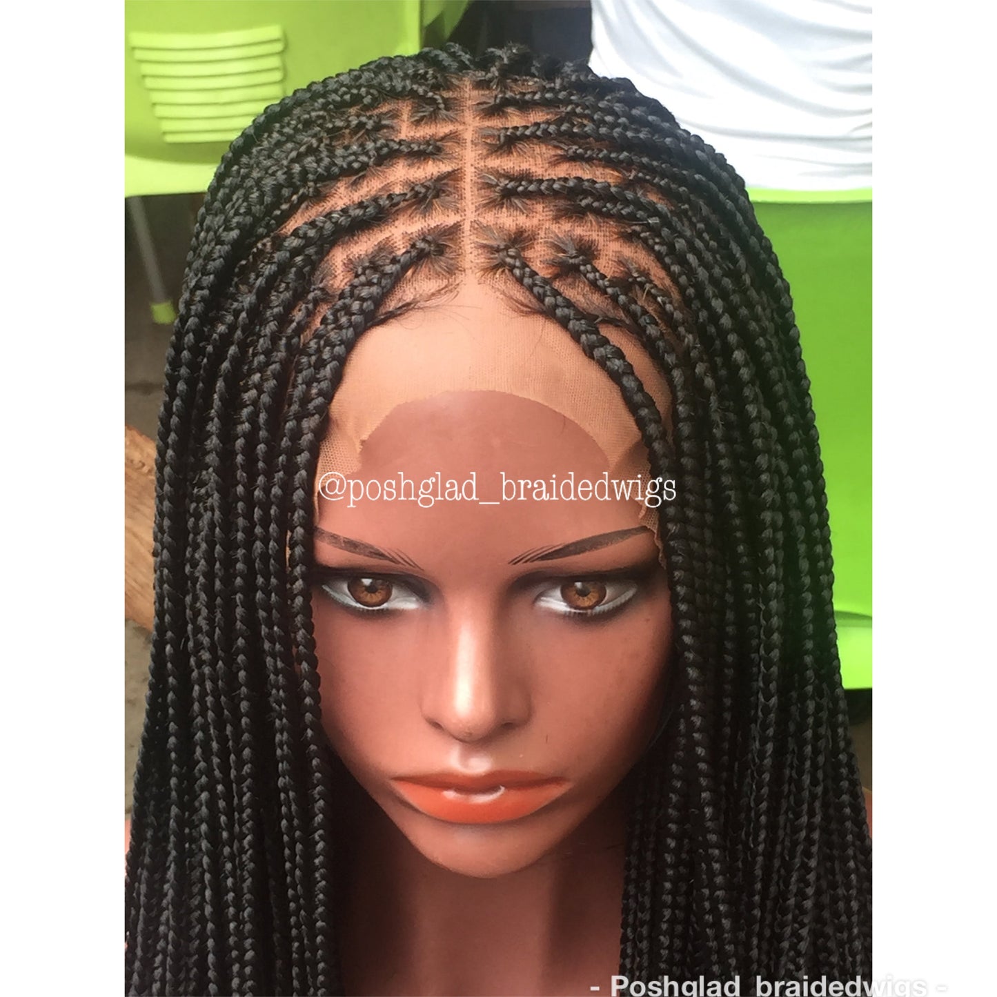 Knotless Braid Wig, 13x4 Lace Frontal, Color 1B, Glueless (Sade)
