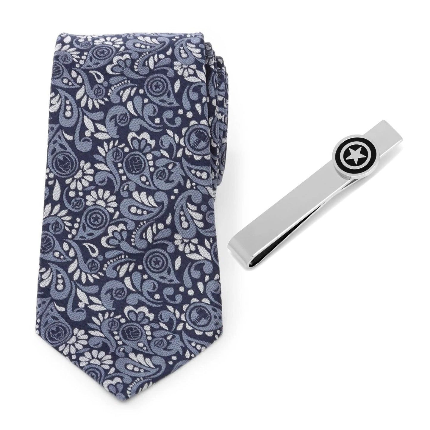 Marvel Avengers Icons Necktie and Tie Bar Gift Set by Cufflinks.com