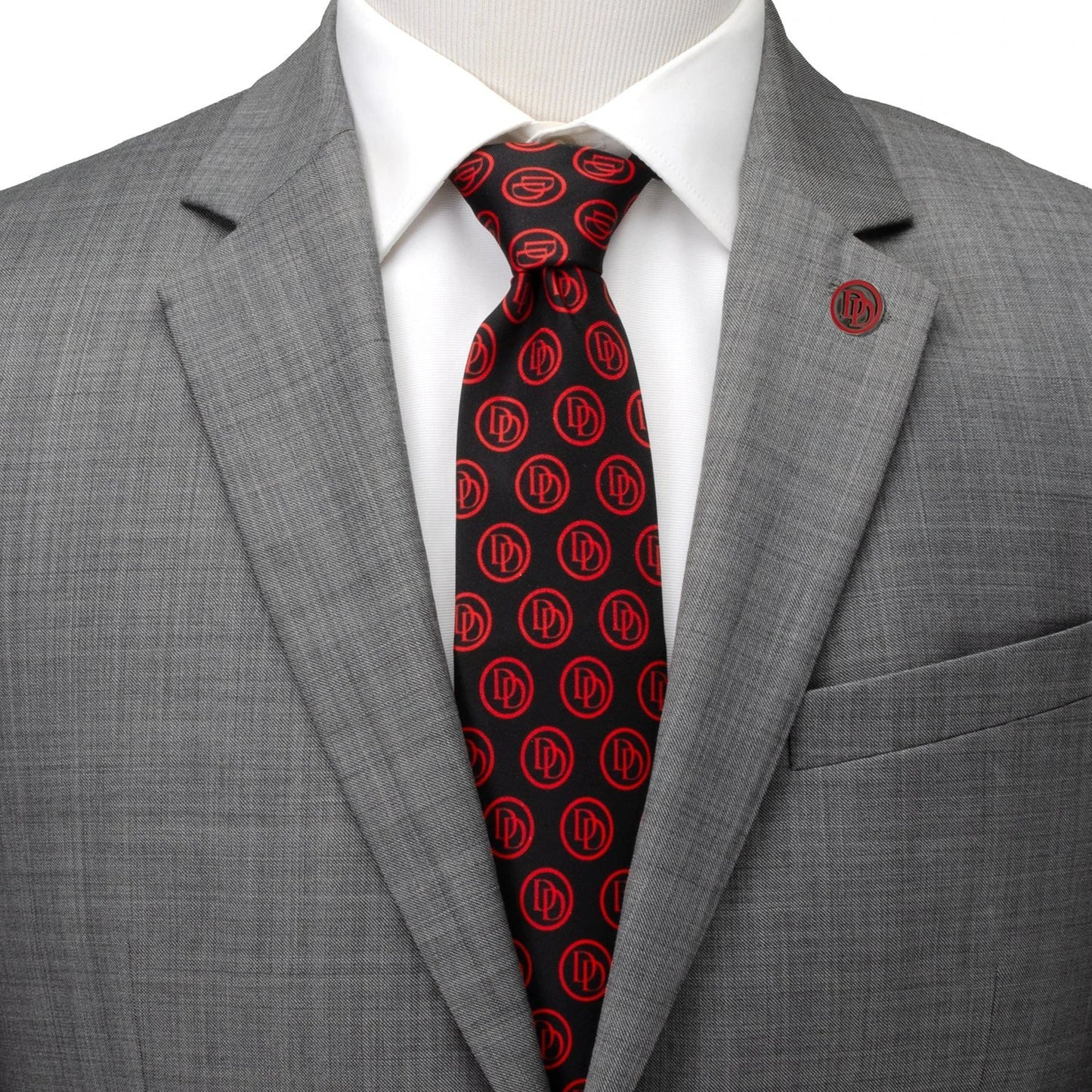 Marvel Daredevil Men’s Black Tie and Embossed Logo Lapel Pin Gift Set by Cufflinks.com