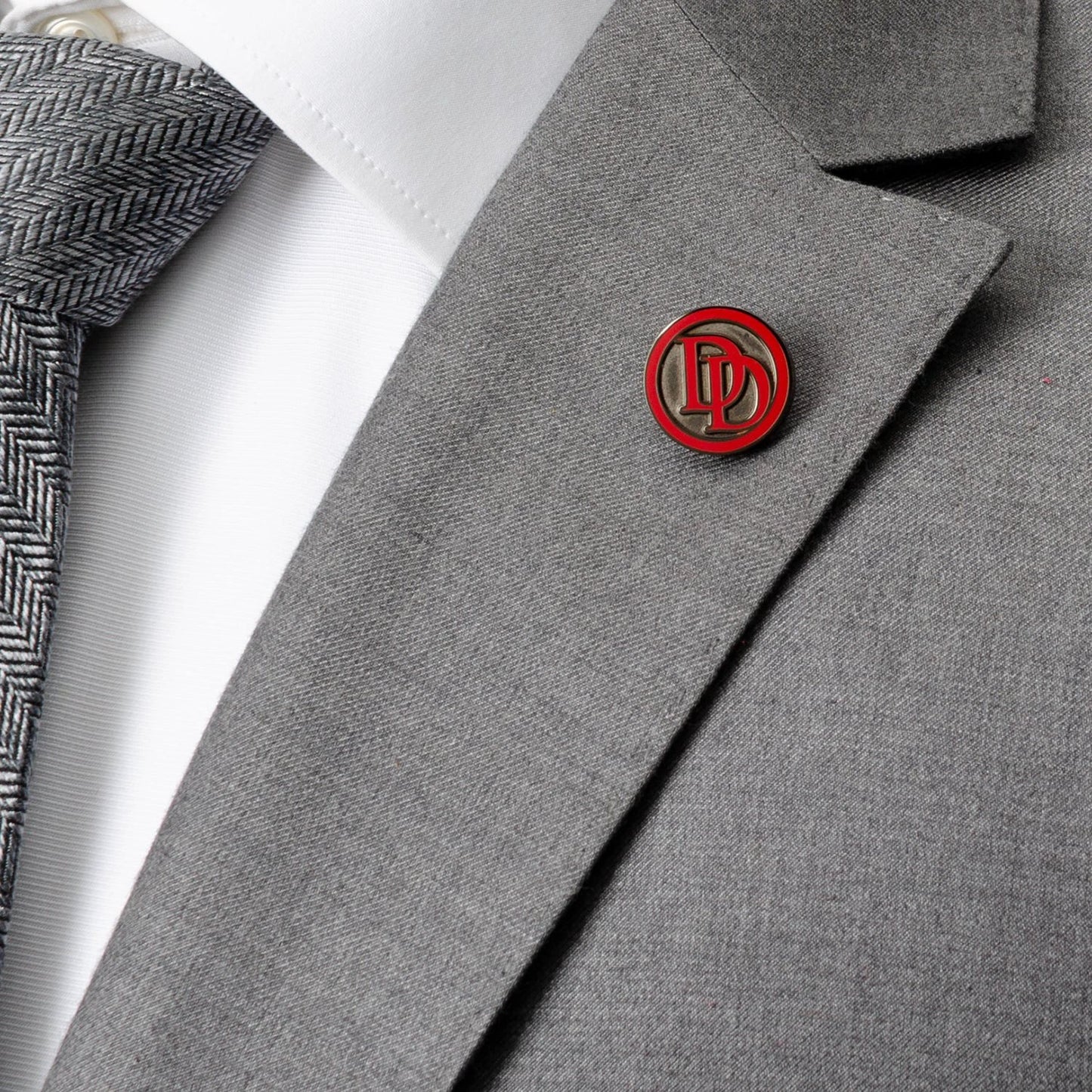Marvel Daredevil Men’s Black Tie and Embossed Logo Lapel Pin Gift Set by Cufflinks.com