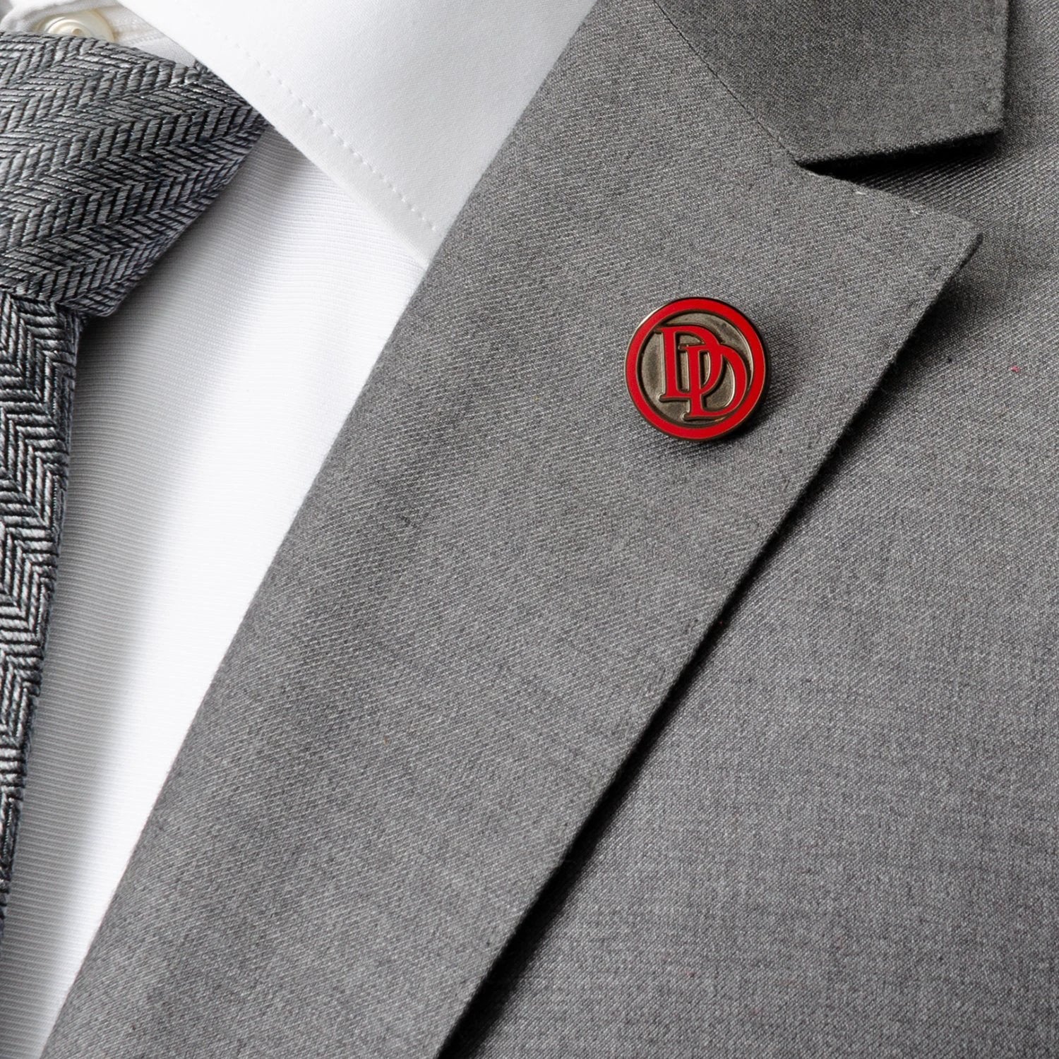 Marvel Daredevil Men’s Black Tie and Embossed Logo Lapel Pin Gift Set by Cufflinks.com