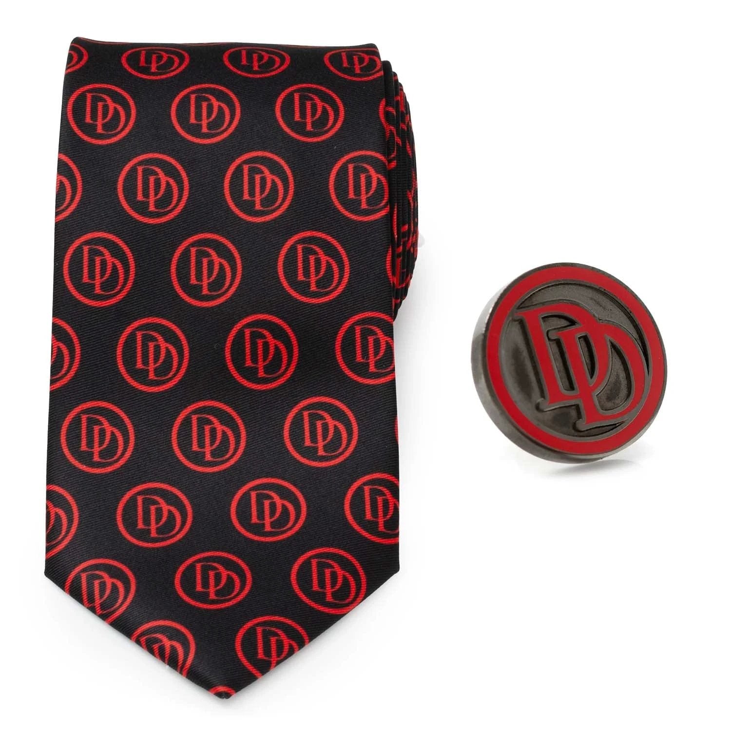 Marvel Daredevil Men’s Black Tie and Embossed Logo Lapel Pin Gift Set by Cufflinks.com