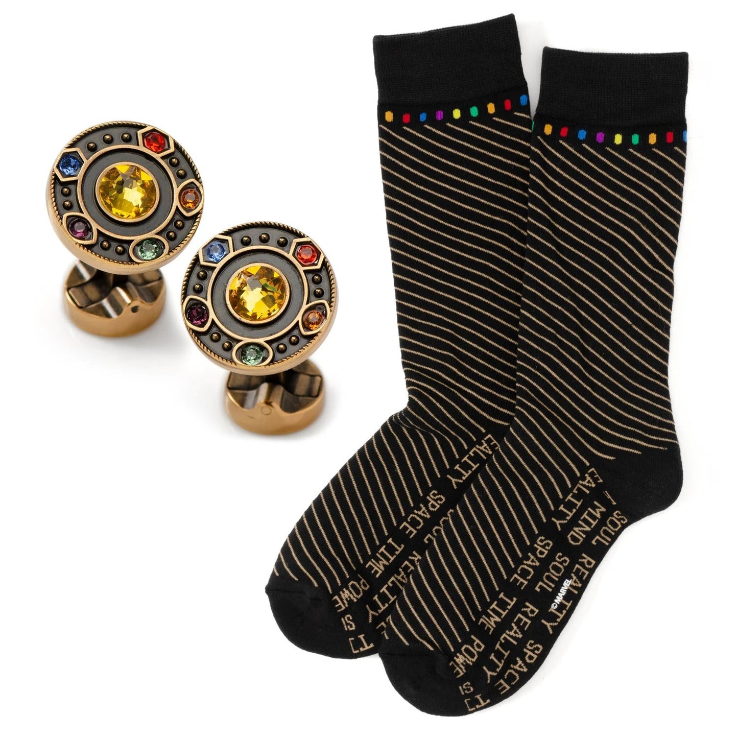 Marvel Avengers Infinity Stones Cufflinks and Socks Gift Set by Cufflinks.com