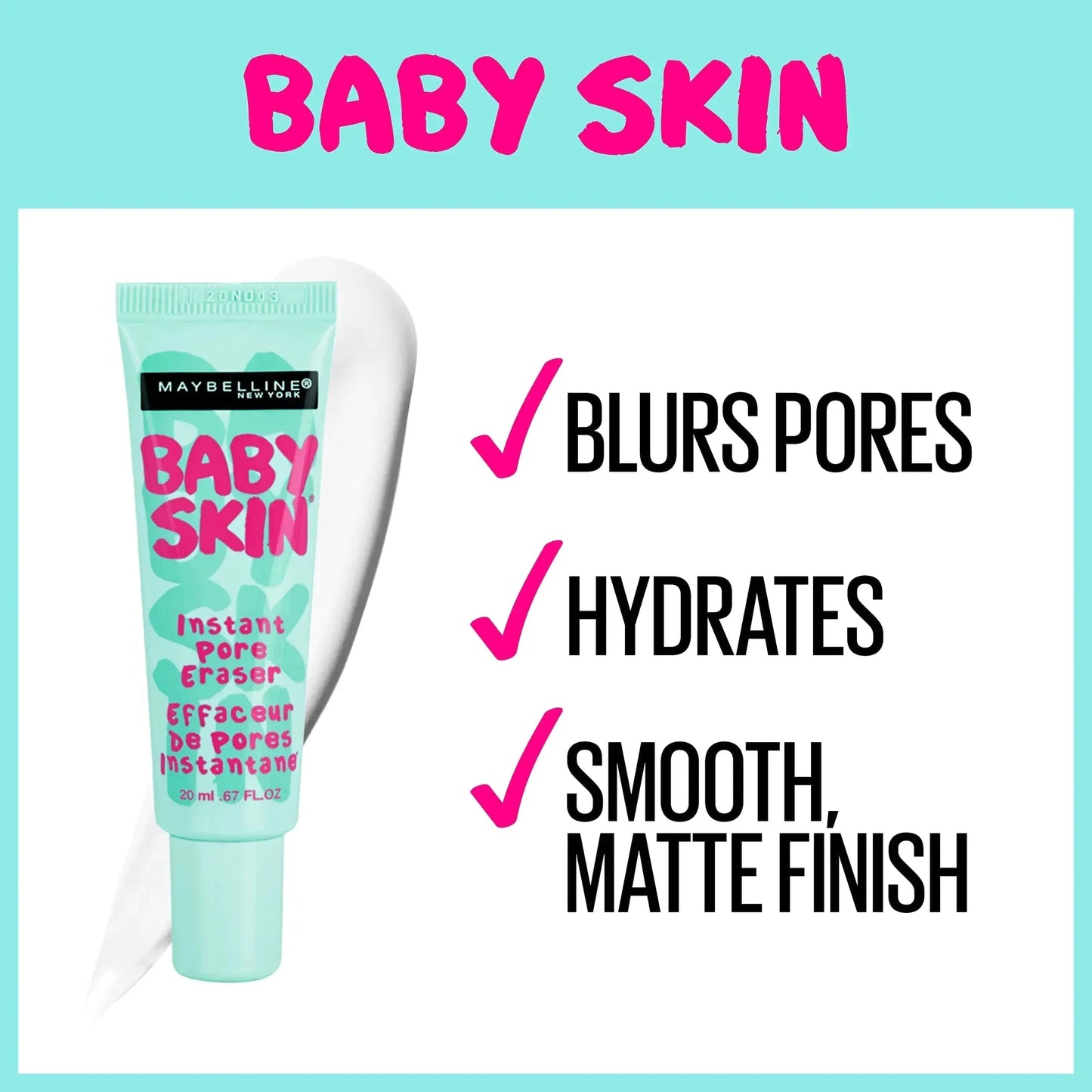 Maybelline Baby Skin Instant Pore Eraser Primer Makeup, Clear, 2 Count 0.67 Fl Oz (PACK OF 2) by Vivareflex Online