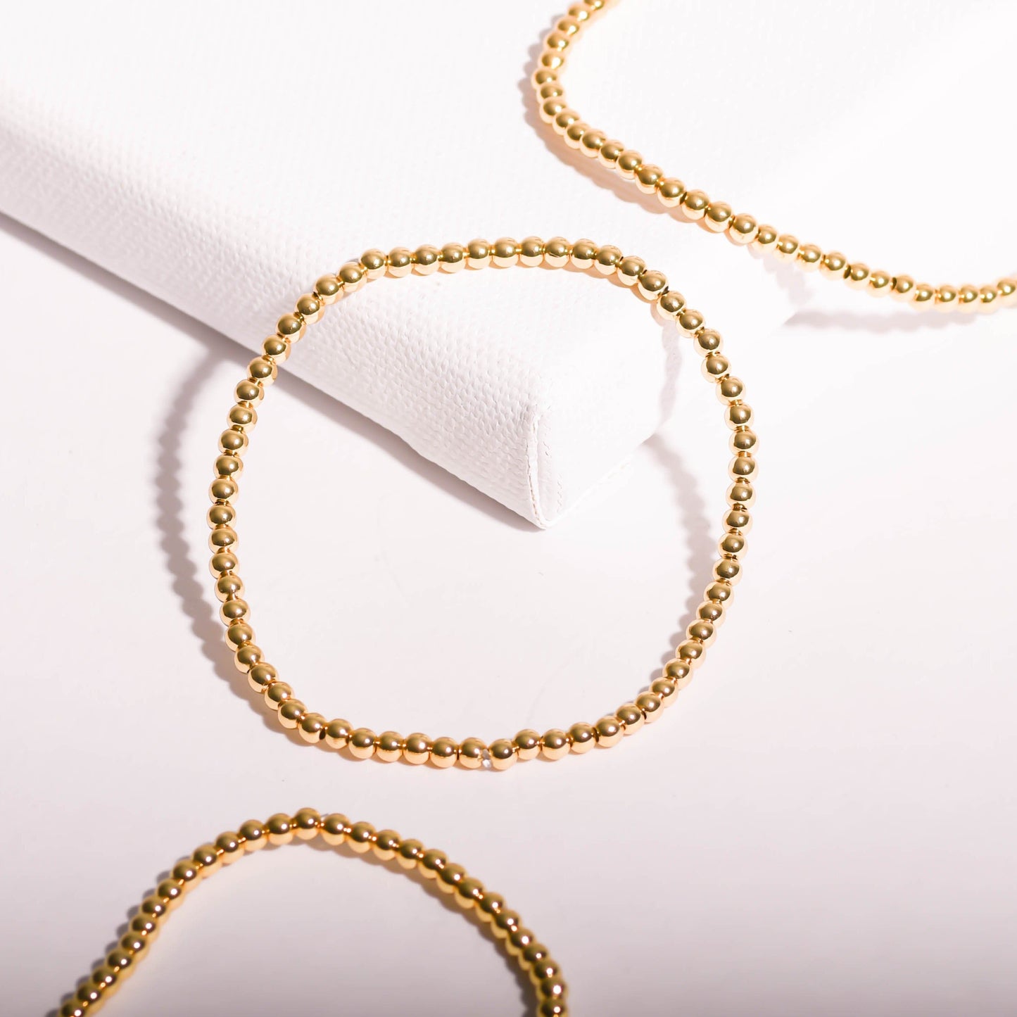 NEW 3mm Gold Bead Bracelet