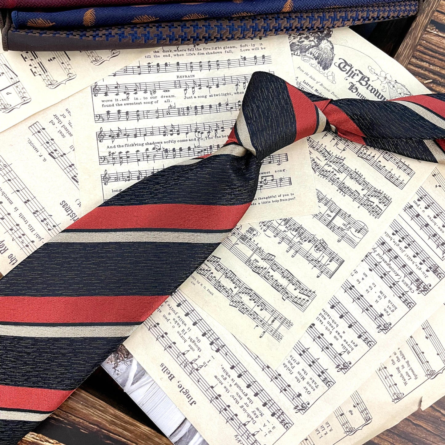 Men's Ties Retro Coffee Color Orange Red Striped Tie Hand Hit 8CM