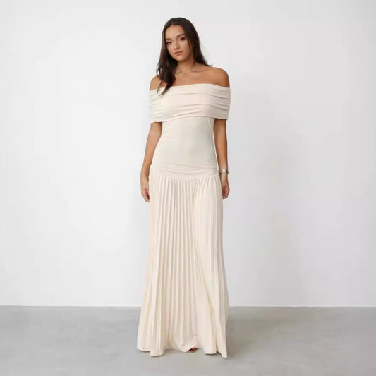 Off-shoulder Pleated New Versatile Dress
