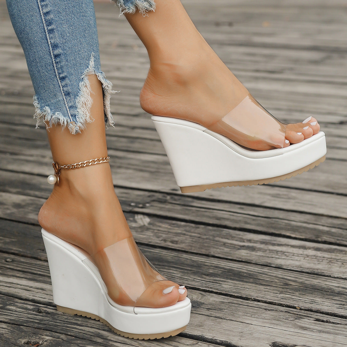 Fashion Wedge Transparent  Sandals