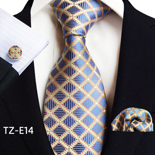 Men's Paisley Tie Square Scarf Pocket Square Cufflinks Three-piece Set