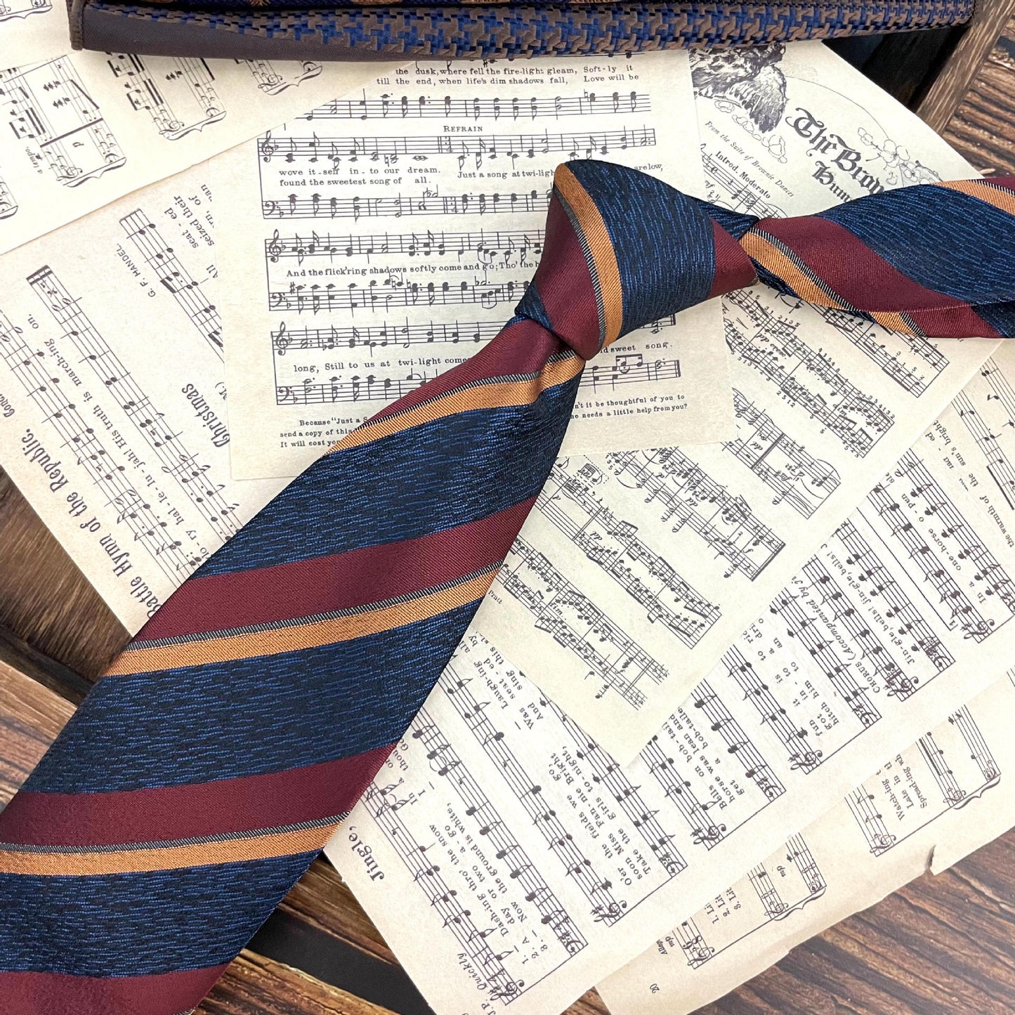 Men's Ties Retro Coffee Color Orange Red Striped Tie Hand Hit 8CM
