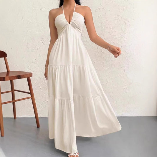 Halter Flowy Maxi Dress Tie back