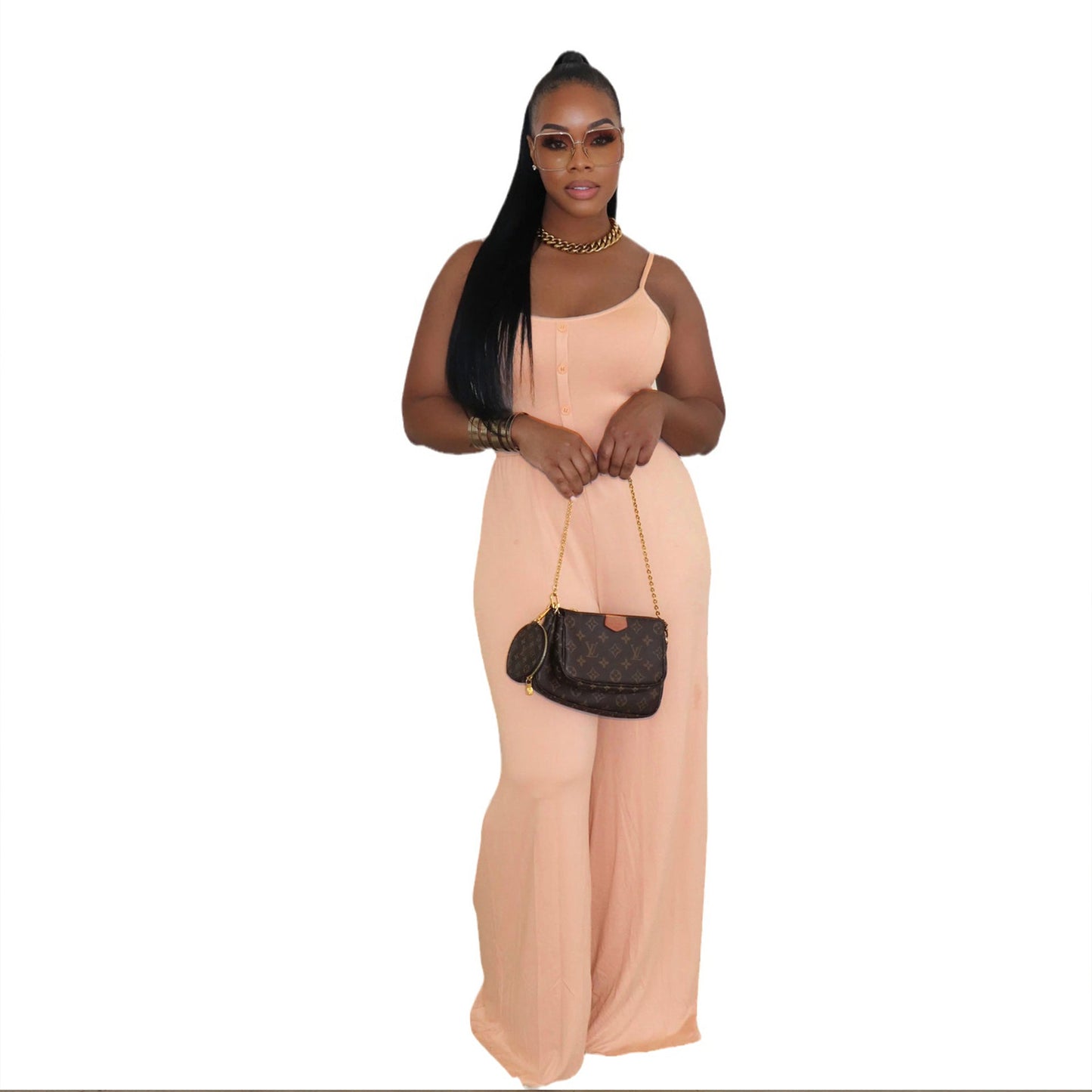 Sexy European And American Solid Color Sling One-piece