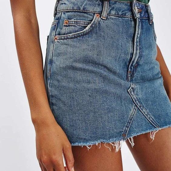 Cat Fringe Denim A line Overall Skirt by Lady Ros