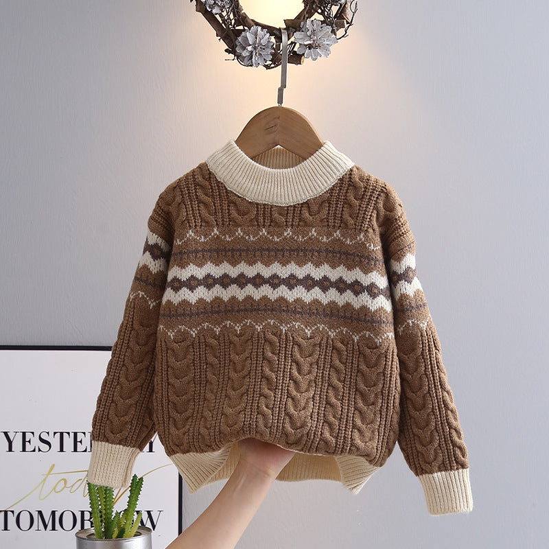 Children's Warm Color Matching Knitted Bottoming Shirt